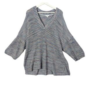 J Jill Womens 2X Cotton Cozy V-Neck Sweater Knit Pullover Multicolor Comfort